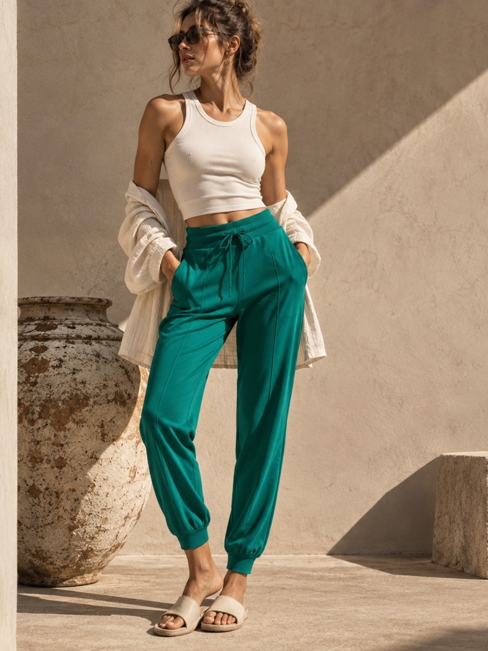 💚 i.FIV5 by Simons Emerald Green Chic Jogger Pants — Size S
